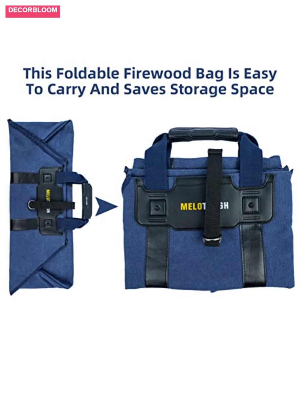 Canvas Firewood Log Carrier with Soft Silicone Handle Adjustable Strap - Picture 4 of 6